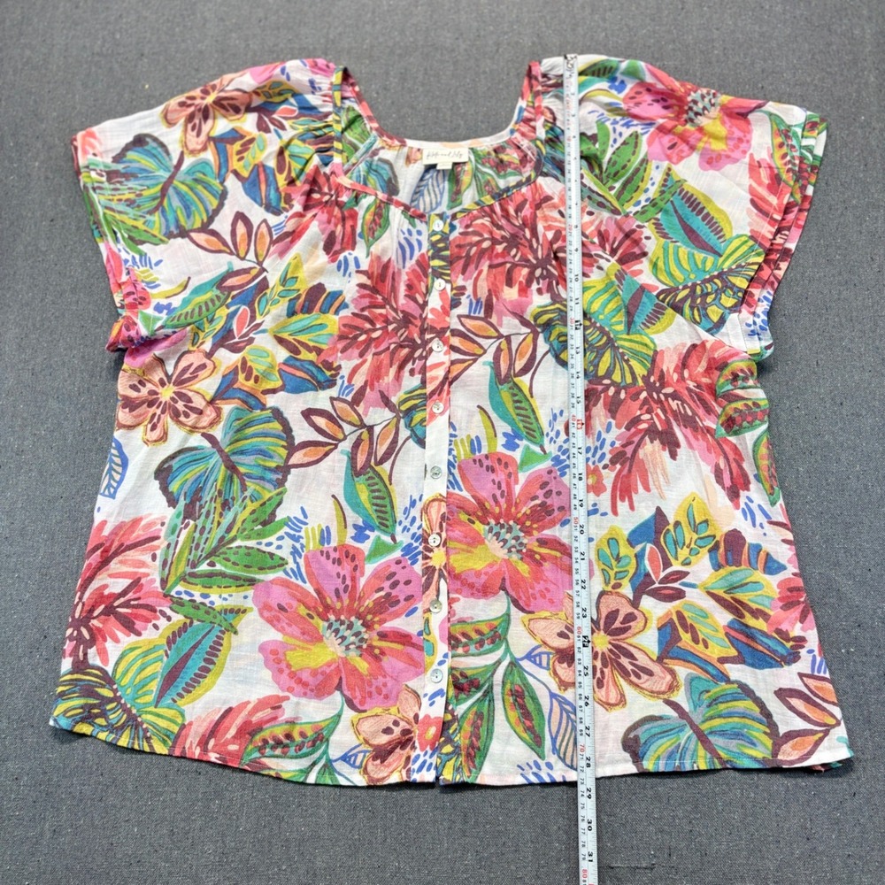 Kate & Lily 3X Floral Tropical Button Down Blouse Artsy Summer Resort Top - Picture 6 of 7